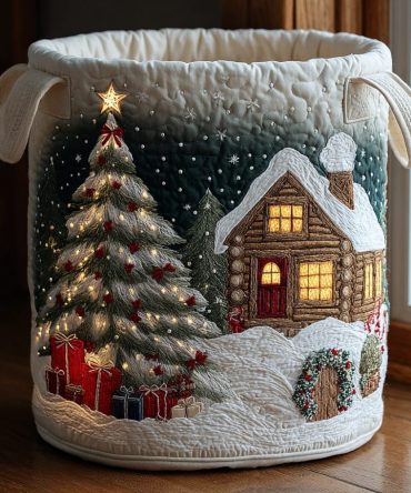 Cabin Glow Quilted Laundry Hamper – Warm Rustic Laundry Basket For Cozy Cabin Decor, Storage & Holiday Gifts