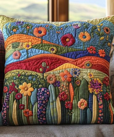 Cactus Field Quilted Throw Pillow Cover - Rustic Botanical Accent For Living Room, Bedroom & Patio Decor