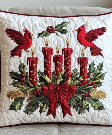Candlelight Harmony Quilted Pillow Cover — Warm Holiday Accent Pillowcase For Cozy Evenings, Soft & Durable