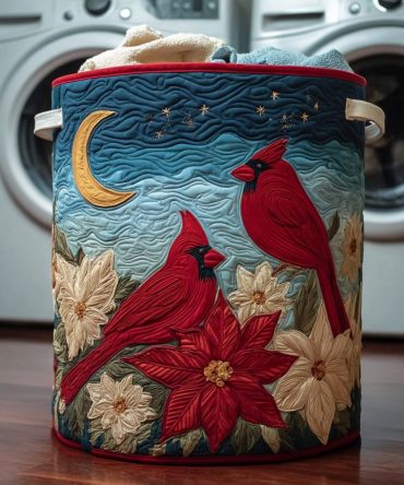 Cardinal Blessing Quilted Laundry Hamper – Premium Cardinal Pattern Foldable Basket For Living Room, Bedroom & Gifts