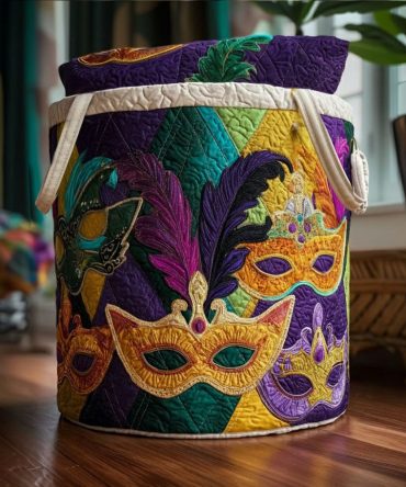Carnival Dreams Quilted Laundry Hamper — Dreamy Festival-Inspired Fabric Laundry Basket With Sturdy Handles, Foldable & Machine Washable