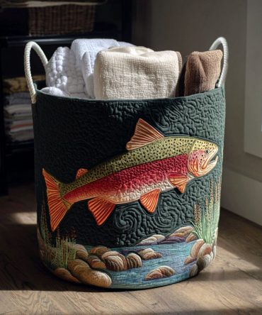 Cascade Voyage Quilted Laundry Hamper — Coastal-Inspired Foldable Laundry Basket, Durable Quilted Fabric, Lightweight & Stylish
