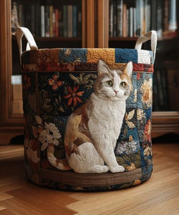 Cat Chorus Quilted Laundry Hamper - Playful Multi-Cat Print Storage Basket, Soft Padded Organizer For Lively Home Décor