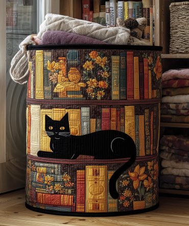 Cat Comfort Quilted Laundry Hamper – Cozy Cat-Pattern Foldable Laundry Basket For Home, Bedroom & Pet Supply Storage