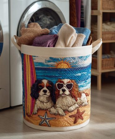 Coastal Beach Bliss Quilted Laundry Hamper – Breathable Fabric Laundry Basket, Soft-Quilted, Foldable & Easy-Care For Seaside Décor