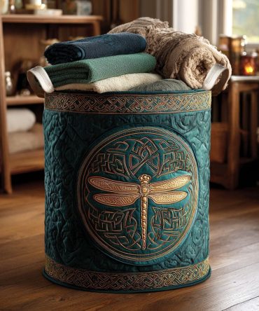 Celestial Flight Quilted Hamper — Star & Wing Motif Collapsible Laundry Basket For Ethereal, Stylish Bedroom & Nursery Storage
