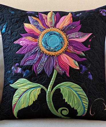 Celestial Petals Quilted Pillow Cover - Ethereal Floral Decorative Pillowcase For Bed & Couch, Quilted Cotton-Blend Sham, Soft Texture