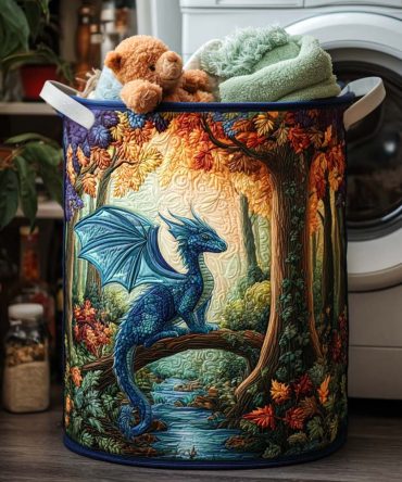 Celestial Wing Quilted Laundry Hamper — Elegant Starry Wing Pattern Fabric Storage Basket With Handles, Foldable Home Organizer