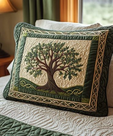 Celtic Canopy Quilted Pillow Cover — Intricate Celtic Knot Decorative Pillowcase For Traditional & Modern Bedrooms, Heritage-Inspired Accent
