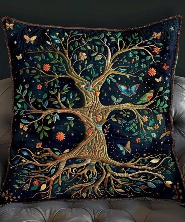 Celtic Roots Quilted Decorative Pillow Cover — Intricate Knotwork Cushion For Boho, Medieval & Irish-Themed Home Accents