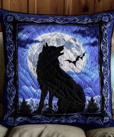Celtic Wolf Quilted Accent Pillow Cover — Premium Decorative Throw Pillow Case With Intricate Knotwork For Home, Cabin & Gifts