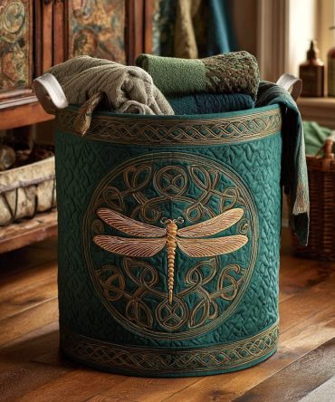 Celtic Wing Quilted Laundry Hamper – Intricate Winged Pattern, Foldable Washable Hamper With Reinforced Handles For Stylish Storage