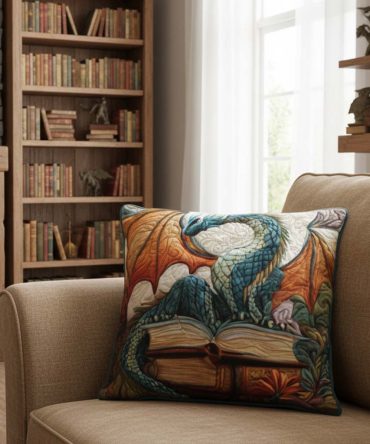 Chapter By Chapter Quilted Reader'S Pillow Cover — Literary Themed Decorative Throw Pillowcase For Book Lovers, Libraries & Cozy Reading Nooks