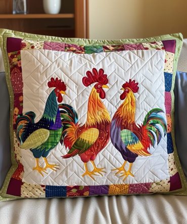 Charming Cottage Chicken Quilted Pillow Cover – Decorative Throw Cushion Case With Subtle Texture & Machine-Washable Fabric