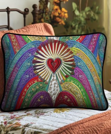 Cherished Heart Quilted Pillowcase - Romantic Heart Accent Pillow Cover, Soft Quilted Throw For Bedroom, Nursery & Living Room Decor