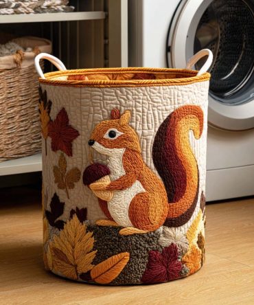 Chestnut Chaser Quilted Laundry Hamper — Stylish Chestnut Fabric Laundry Basket With Handles, Washable & Collapsible For Home