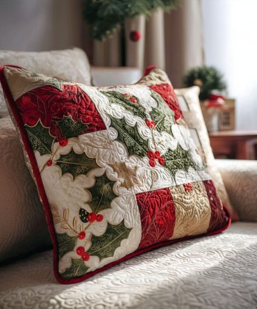 Classic Christmas Quilted Pillow Cover — Timeless Holiday Pattern, Cozy Textured Fabric With Zipper Closure, Perfect For Seasonal Living Spaces