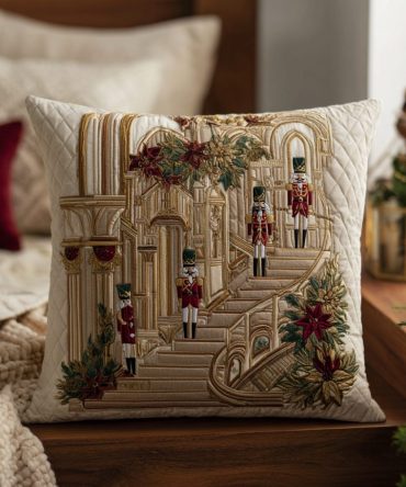 Magical Christmas Tunnel Quilted Pillow Cover - Holiday Cotton Throw Pillowcase With Festive Tunnel Design For Living Room & Tree