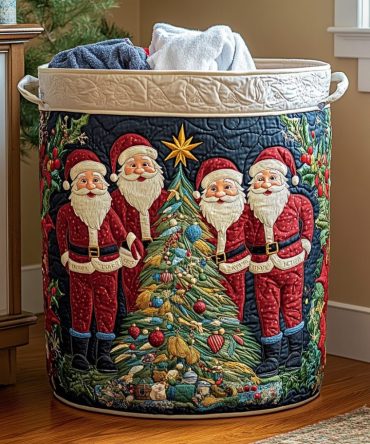 Christmas Cheer Quilted Holiday Laundry Hamper — Festive Foldable Fabric Basket For Seasonal Decor, Gifts & Storage