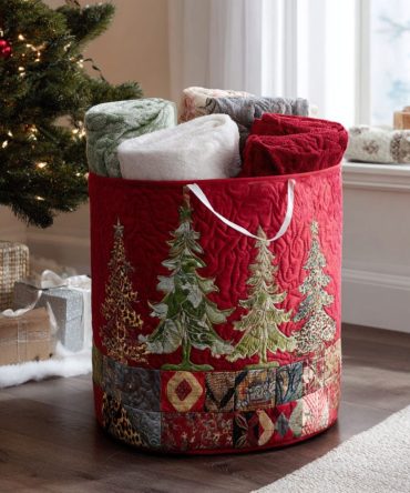Christmas Cheer Quilted Laundry Hamper – Joyful Holiday Print Fabric Storage Basket With Handles, Collapsible & Versatile
