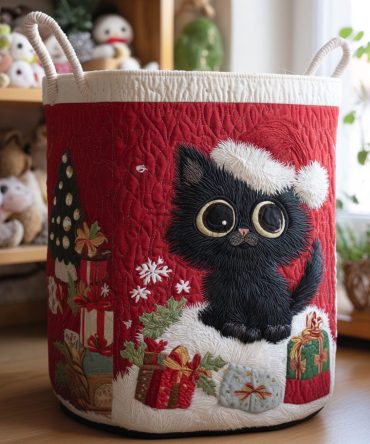 Holiday Companions Quilted Laundry Hamper – Festive Christmas Print Fabric Basket With Handles, Collapsible Giftable Hamper