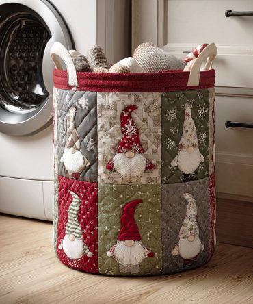 Christmas Dream Path Quilted Laundry Hamper — Festive Holiday Print Storage Basket For Seasonal Decor, Portable & Durable