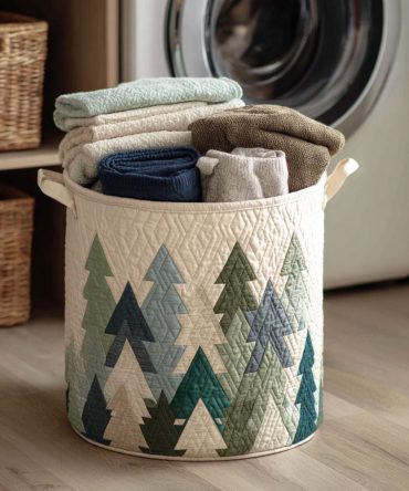 Evergreen Holiday Quilted Laundry Hamper – Festive Green Tree Fabric Basket, Collapsible Storage For Christmas Decor & Laundry