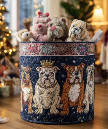 Classic Bulldog Quilted Storage Hamper — Timeless Dog-Themed Foldable Laundry Basket, Durable Waterproof Organizer For Home & Kids' Rooms