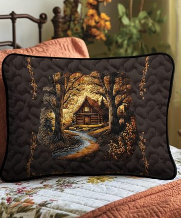 Classic Log Cabin Quilted Pillow Cover — Timeless Cabin Plaid & Patchwork, Heavy-Duty Quilting, Cozy Cotton Blend, Rustic Lodge Throw Accent