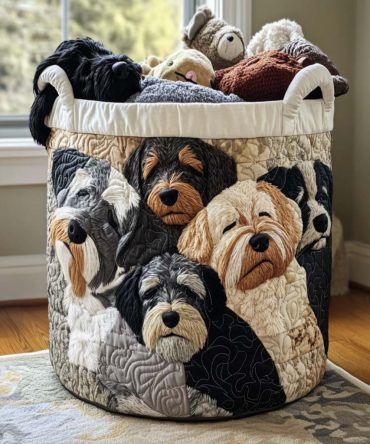 Schnauzer Quilted Laundry Hamper — Foldable Decorative Wash Bin For Clothes, Durable Washable Fabric Storage, Perfect Gift For Dog Lovers