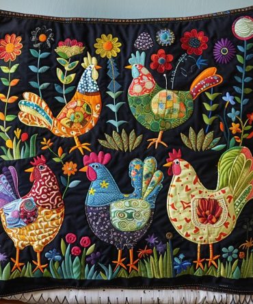 Cluck Cozy Quilted Pillow Cover — Adorable Chicken Farmhouse Throw Pillowcase, Soft Quilted Cotton Blend, Zippered