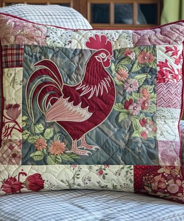 Cluckers Nest Quilted Pillow Cover — Rustic Chicken-Themed Decorative Pillowcase, Cozy Textured Quilting, Durable Cotton-Blend Accent For Farmhouse Rooms