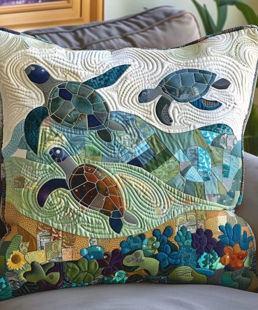 Seaside Elegance Quilted Pillowcase — Coastal Blue Microfiber Cover, Soft Breathable Beach-Inspired Accent For Bed & Sofa