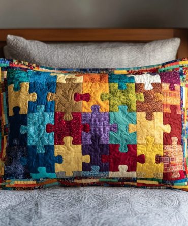 Color Blocks Quilted Pillow Cover — Modern Geometric Throw Pillowcase With Bold Quilting For Contemporary Home & Sofa Accent