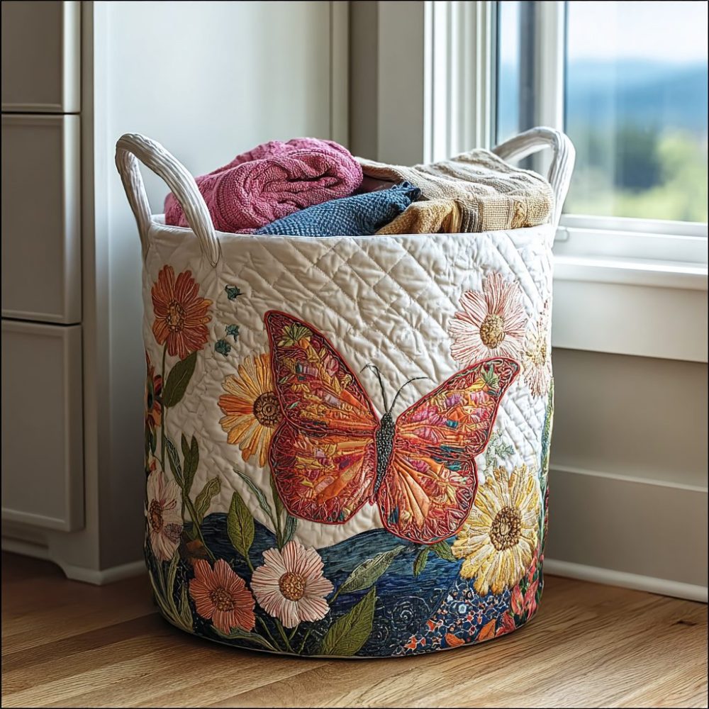 Color Flight Quilted Hamper — Vibrant Abstract Print Fabric Laundry Basket, Lightweight Collapsible Storage With Handles For Home