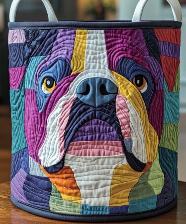 Color Pop Pug Quilted Hamper — Bright Pug Print Collapsible Laundry Basket, Machine-Washable Durable Fabric Organizer With Handles