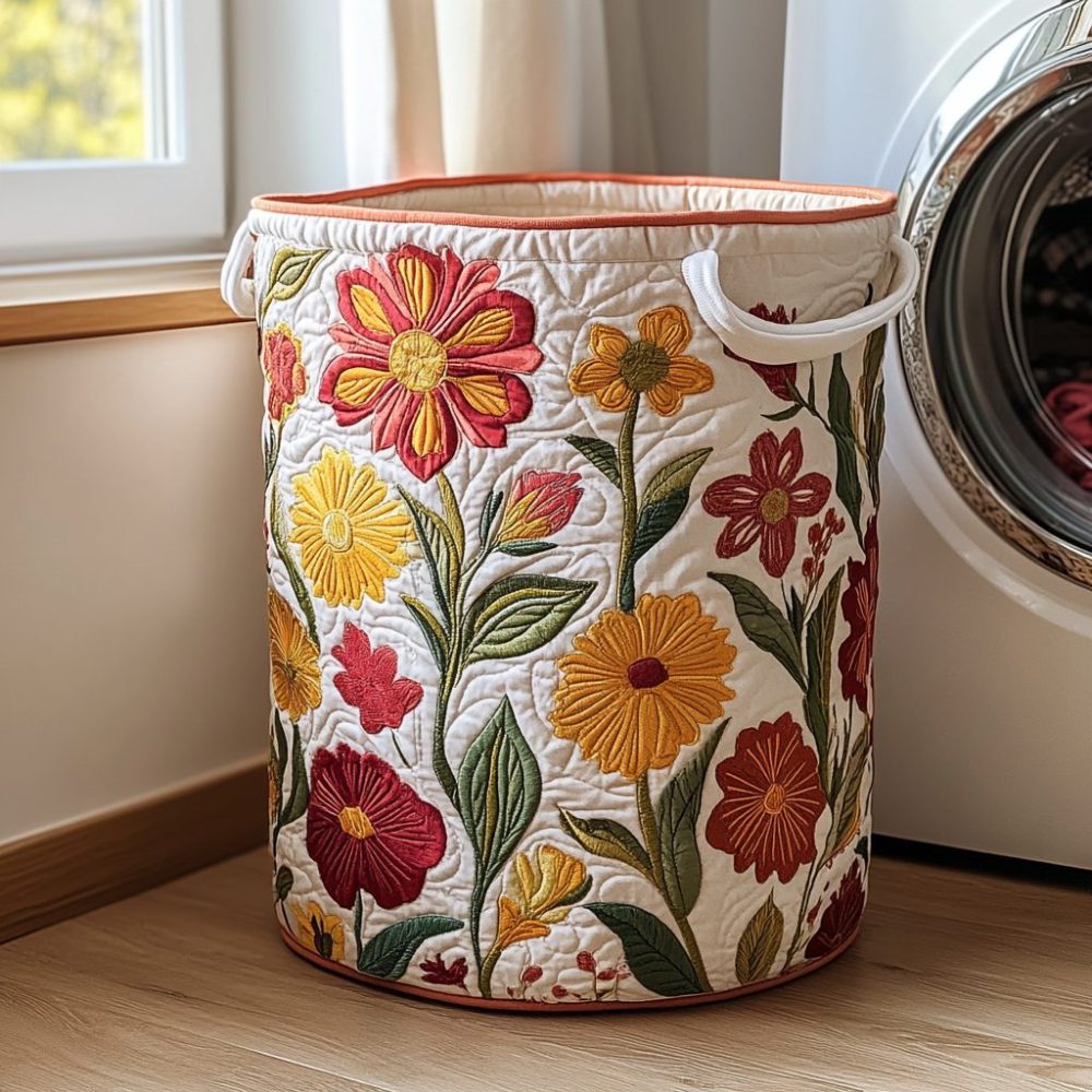Color Whirl Quilted Laundry Basket – Vibrant Spiral Print Foldable Hamper, Large Quilted Clothes Bin, Lightweight Collapsible Storage With Handles