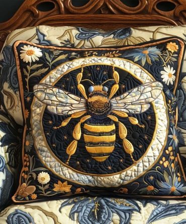 Colorful Hive Quilted Accent Pillow Cover – Vibrant Honeycomb & Bee Decorative Pillowcase, Cotton-Blend, Reversible & Washable