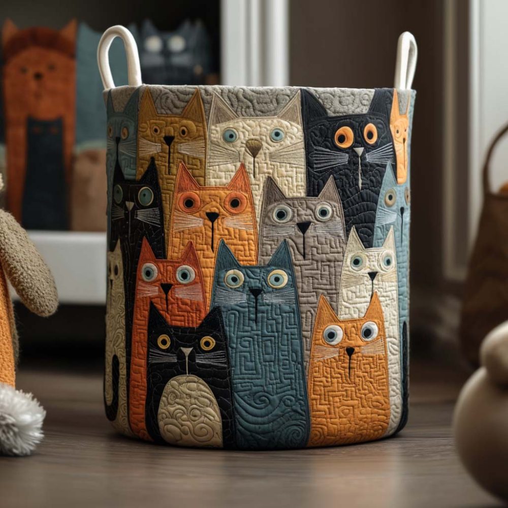 Colorful Crowd Quilted Laundry Hamper - Vibrant Foldable Fabric Basket For Kids, Teens & Playful Home Storage Solutions