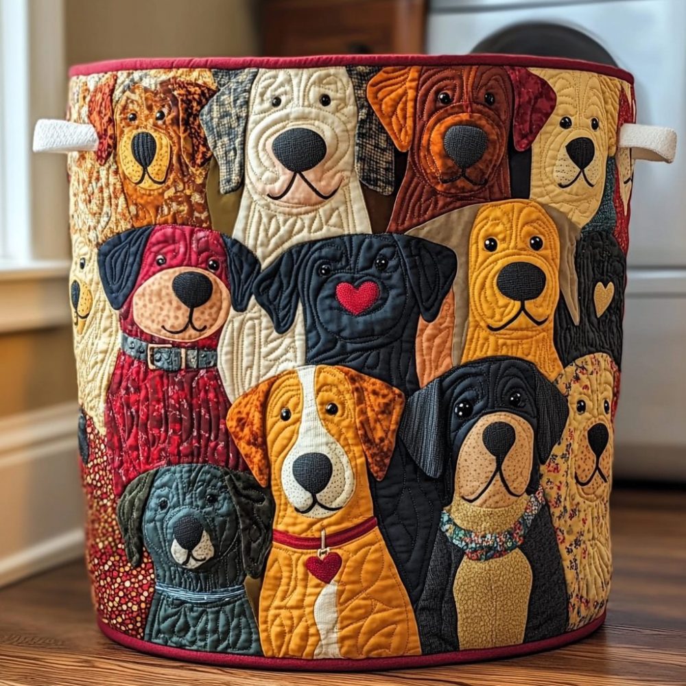 Golden Retriever Joy Quilted Laundry Hamper — Dog-Themed Fabric Laundry Basket, Fun Collapsible Organizer For Pet Homes - Image 4
