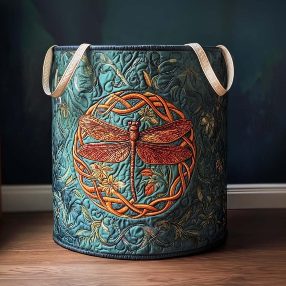 Vibrant Quilted Laundry Hamper — Colorful Wings Pattern , Foldable Decorative Fabric Basket, Large Capacity With Reinforced Handles