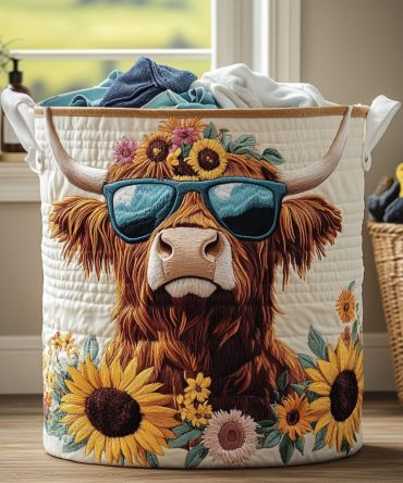 Cool Highland Quilted Laundry Hamper - Refreshing Plaid & Floral Fabric Basket, Foldable Durable Laundry Organizer For Contemporary Homes