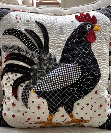 Coop Couture Quilted Pillow Cover — Stylish Chicken Pattern Throw Pillowcase For Farmhouse Chic, Living Room & Kitchen Accents