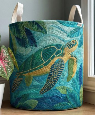 Coral Coast Charm Quilted Laundry Hamper – Large Coral Reef Print, Collapsible Fabric Basket With Sturdy Handles For Stylish Storage