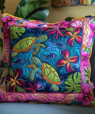 Coral Reef Quilted Pillow Cover - Vibrant Coastal Accent, Breathable Cotton, Durable Stitching & Soft Throw Pillowcase