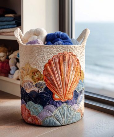 Coral Tide Quilted Laundry Hamper — Vibrant Foldable Laundry Basket With Handles For Small Spaces, Stylish Bathroom & Bedroom Storage
