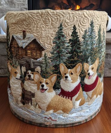Corgi Wonderland Quilted Storage Hamper — Decorative Foldable Laundry Bin For Playroom, Bedroom & Pet-Friendly Homes, Easy-Care Fabric