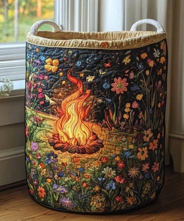 Cosmic Fire Quilted Laundry Hamper - Bold Galaxy Pattern Collapsible Storage Basket With Handles For Stylish, Durable Home Organization