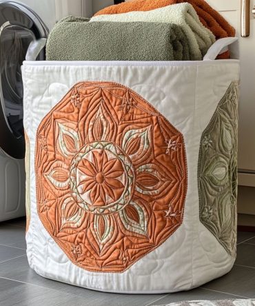 Cosmic Mirror Quilted Fabric Laundry Hamper — Spacious Decorative Quilted Basket For Bedroom & Bathroom Storage