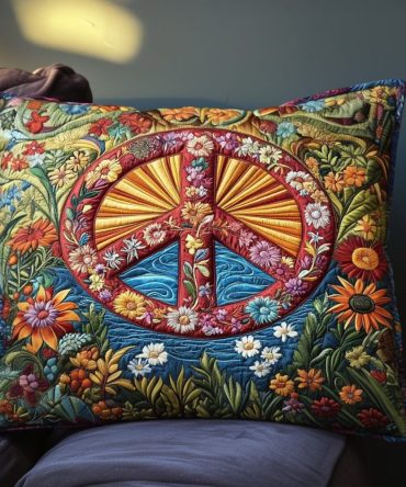 Celestial Quilted Pillow Cover — Cosmic Peace Galaxy Design, Plush Decorative Throw Pillowcase For Bed, Dorm & Meditation Space